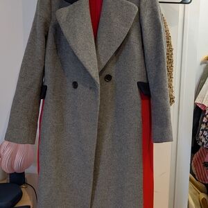 Boden Gray and Red Trench Coat